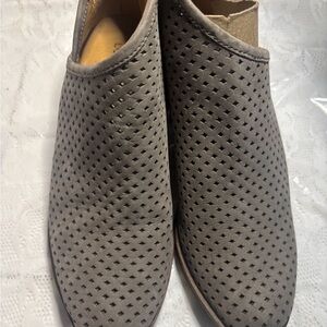 Lucky Brand Taupe Perforated Ankle Booties